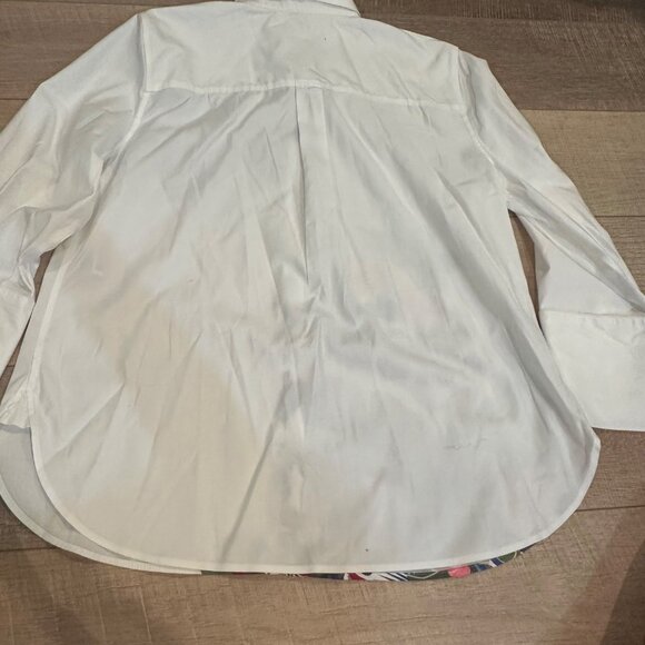 Chicos Womens Tropical Print Button-Up Shirt Size 12 Cotton Blend 3/4 Sleeves - Picture 8 of 8